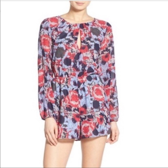 Leith Floral Keyhole Cutout Long Sleeves Romper - Picture 1 of 12